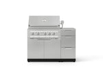 NewAge Outdoor Kitchens Outdoor Grill Island Stainless-Steel 4-Piece Cabinet Set with 3-Drawer, Grill Cabinet, Platinum Grill and Countertop 