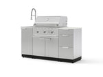 NewAge Outdoor Kitchens Outdoor Grill Island Stainless-Steel 5-Piece Cabinet Set with Sink, 3 Drawer, Grill Cabinet, Performance Grill and Stainless Steel Countertop - (Natural Gas) | Garage Giant 