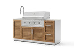 NewAge Outdoor Kitchens Outdoor Grill Island Stainless-Steel Louvered Doors 5-Piece Cabinet Set with Sink, 3 Drawer, Grill Cabinet, Performance Grill and Stainless Steel Countertop - (Natural Gas) | Garage Giant 