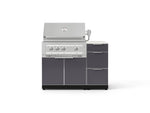 NewAge Outdoor Kitchens Outdoor Grill Island Aluminum 4-Piece Cabinet Set with 3-Drawer, Grill Cabinet, Platinum Grill and Dekton in Aeris Countertop - (Liquid Propane) 