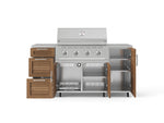 NewAge Outdoor Kitchens Outdoor Grill Island Stainless-Steel Louvered Doors 6-Piece Cabinet Set with Casters 1 Door, 3 Drawer, Grill Cabinet, Performance Grill, Countertops 