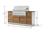 NewAge Outdoor Kitchens Outdoor Grill Island Stainless-Steel Louvered Doors 6-Piece Cabinet Set with 1 Door, 3 Drawer, Grill Cabinet, Platinum Grill and Dekton in Sirius Countertops - (Liquid Propane) 