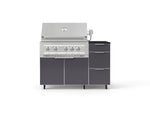 NewAge Outdoor Kitchens Outdoor Grill Island Aluminum 4-Piece Cabinet Set with Casters and 3-Drawer, Grill Cabinet, Platinum Grill and Dekton in Sirius Countertop - (Liquid Propane) 