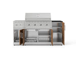 NewAge Outdoor Kitchens Outdoor Grill Island Stainless-Steel Louvered Doors 6-Piece Cabinet Set with 1-Door, Grill Cabinet, Performance Grill, Side Burner and Dekton in Sirius Countertop - (Natural Gas) 
