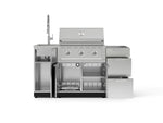 NewAge Outdoor Kitchens Outdoor Grill Island Stainless-Steel 5-Piece Cabinet Set with Sink, 3 Drawer, Grill Cabinet, Performance Grill and Stainless Steel Countertop - (Natural Gas) 
