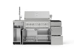 NewAge Outdoor Kitchens Outdoor Grill Island Stainless-Steel 5-Piece Cabinet Set with Sink, 3 Drawer, Grill Cabinet, Platinum Grill and Stainless Steel Countertop - (Liquid Propane) 