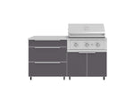 NewAge Outdoor Kitchens Aluminum 4-Piece Cabinet Set with Casters and 3 Drawer, Grill Cabinet, Performance Grill, Countertop-72198-Garage Giant 