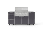 NewAge Outdoor Kitchens Outdoor Grill Island Aluminum 6-Piece Cabinet Set with Casters 1 Door, 3 Drawer, Grill Cabinet, Performance Grill and Dekton in Sirius Countertops - (Liquid Propane)-96161-Garage Giant 