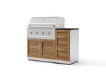 NewAge Outdoor Kitchens Outdoor Grill Island Stainless-Steel Louvered Doors 4-Piece Cabinet Set with 3-Drawer, Grill Cabinet, Performance Grill and Dekton in Sirius Countertop - (Natural Gas) | Garage Giant 