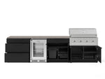 NewAge Outdoor Kitchens Stainless Steel 7-Piece Cabinet Set with 3-Drawer, Bar, Grill Cabinet, Performance Grill, Countertops, and Glass Door Fridge-73679-Garage Giant 