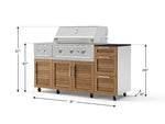 NewAge Outdoor Kitchens Outdoor Grill Island Stainless-Steel Louvered Doors 6-Piece Cabinet Set with Casters and 3-Drawer, Grill Cabinet, Performance Grill, Side Burner and Dekton in Sirius Countertop - (Liquid Propane) 