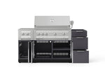 NewAge Outdoor Kitchens Outdoor Grill Island Aluminum 5-Piece Cabinet Set with 3-Drawer, Grill Cabinet, Dual Side Burner and Platinum Grill - (Liquid Propane)-92301-Garage Giant 