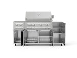 NewAge Outdoor Kitchens Outdoor Grill Island Stainless-Steel 5-Piece Cabinet Set with Casters and 1-Door, Grill Cabinet, Dual Side Burner and Platinum Grill - (Liquid Propane) 