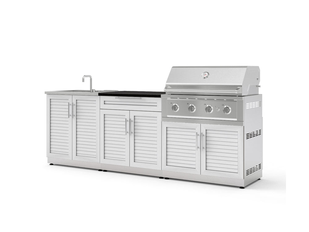 NewAge Outdoor Kitchens Stainless-Steel 5-Piece Cabinet Set with Bar, Sink, Grill Cabinet, Performance Grill, and Countertop-73400-Garage Giant