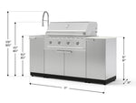 NewAge Outdoor Kitchens Outdoor Grill Island Stainless-Steel 5-Piece Cabinet Set with Sink, 1 Door, Grill Cabinet, Performance Grill and Stainless Steel Countertop - (Natural Gas) 