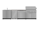 NewAge Outdoor Kitchens Stainless Steel 6-Piece Cabinet Set with Sink, Bar, Grill Cabinet, Platinum Grill, Countertop and Fridge-72074-Garage Giant 