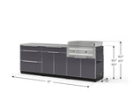 NewAge Outdoor Kitchens Aluminum 5-Piece Cabinet Set with 3 Drawer, Bar, Grill Cabinet, Platinum Griddle and Countertop-74944-Garage Giant 