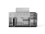 NewAge Outdoor Kitchens Outdoor Grill Island Stainless-Steel 6-Piece Cabinet Set with 1-Door, Grill Cabinet, Performance Grill, Side Burner and Dekton in Sirius Countertop - (Natural Gas) 