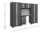 NewAge Garage Cabinets Bold Series 6-Piece Cabinet Set with Locker, RTA Locker, Tool, Wall Cabinets, Slatwall Backsplash, Workbench and Worktop-63025-Garage Giant 