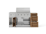 NewAge Outdoor Kitchens Outdoor Grill Island Stainless-Steel Louvered Doors 6-Piece Cabinet Set with 3-Drawer, Grill Cabinet, Performance Grill, Side Burner and Dekton in Aeris Countertop - (Liquid Propane) 