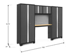 NewAge Garage Cabinets Bold Series 5-Piece Cabinet Set with Locker, RTA Locker, Tool, Wall Cabinets, Slatwall Backsplash, Workbench and Worktop-63032-Garage Giant 