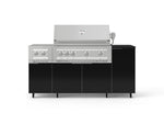 NewAge Outdoor Kitchens Outdoor Grill Island Aluminum 6-Piece Cabinet Set with Casters and 1-Door, Grill Cabinet, Platinum Grill, Dual Side Burner and Dekton in Sirius Countertop - (Liquid Propane) 