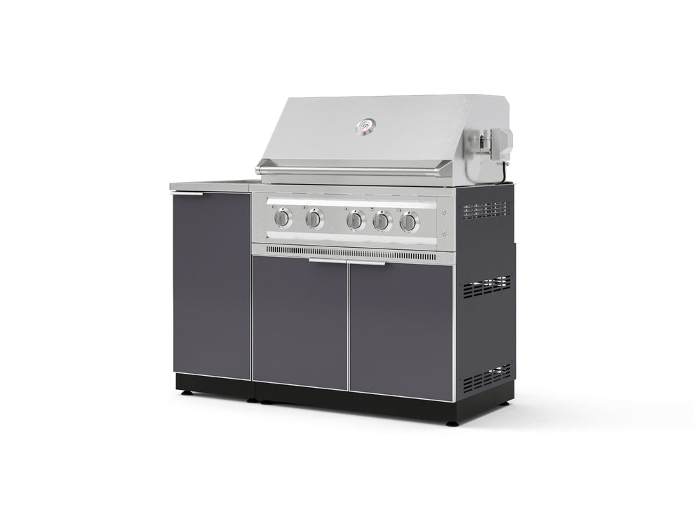 NewAge Outdoor Kitchens Outdoor Grill Island Aluminum 3-Piece Cabinet Set with Sink, Grill Cabinet and Platinum Grill-73954-Garage Giant