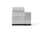 NewAge Outdoor Kitchens Outdoor Grill Island Stainless-Steel 4-Piece Cabinet Set with 3-Drawer, Grill Cabinet, Performance Grill and Dekton in Aeris Countertop - (Liquid Propane) 