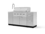 NewAge Outdoor Kitchens Outdoor Grill Island Stainless-Steel 5-Piece Cabinet Set with Sink, 3 Drawer, Grill Cabinet, Performance Grill and Stainless Steel Countertop-75603-Garage Giant 