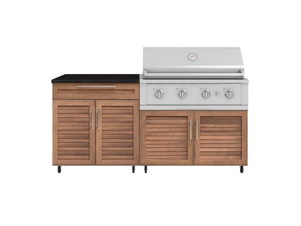 NewAge Outdoor Kitchens Stainless Steel 4-Piece Cabinet Set with Caster and Bar, Grill Cabinet, Platinum Grill, and Countertop-72260-Garage Giant