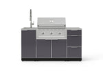 NewAge Outdoor Kitchens Outdoor Grill Island Aluminum 5-Piece Cabinet Set with Sink, 3 Drawer, Grill Cabinet, Performance Grill and Stainless Steel Countertop 