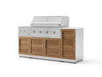 NewAge Outdoor Kitchens Outdoor Grill Island Stainless-Steel Louvered Doors 6-Piece Cabinet Set with 1-Door, Grill Cabinet, Performance Grill, Side Burner and Dekton in Aeris Countertop - (Natural Gas) | Garage Giant 