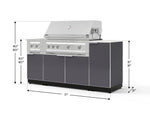 NewAge Outdoor Kitchens Outdoor Grill Island Aluminum 6-Piece Cabinet Set with 1-Door, Grill Cabinet, Platinum Grill, Dual Side Burner and Dekton in Aeris Countertop - (Natural Gas) 