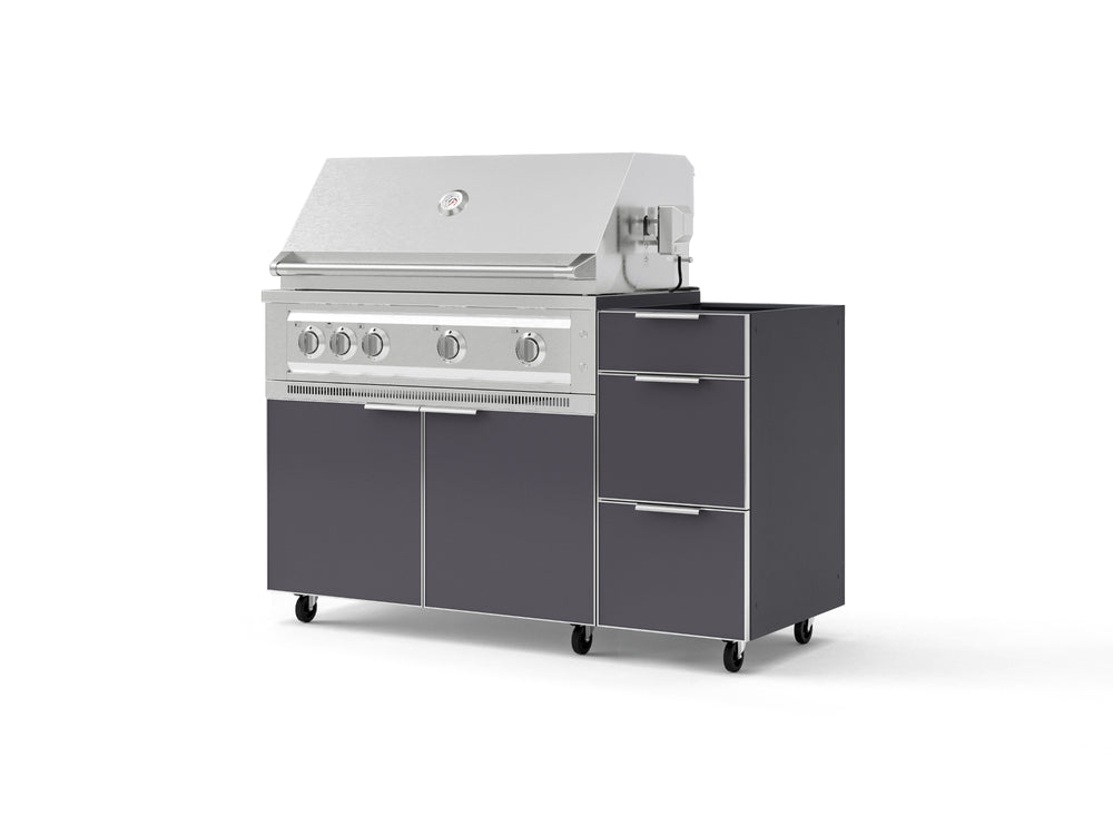 NewAge Outdoor Kitchens Outdoor Grill Island Aluminum 3-Piece Cabinet Set with Casters and 3-Drawer, Grill Cabinet and Platinum Grill - (Liquid Propane) | Garage Giant