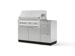 NewAge Outdoor Kitchens Outdoor Grill Island Stainless-Steel 3-Piece Cabinet Set with 3-Drawer, Grill Cabinet and Platinum Grill - (Natural Gas) | Garage Giant 