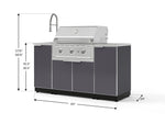 NewAge Outdoor Kitchens Outdoor Grill Island Aluminum 5-Piece Cabinet Set with Sink, 1 Door, Grill Cabinet, Performance Grill and Stainless Steel Countertop-75297-Garage Giant 