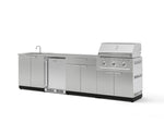 NewAge Outdoor Kitchens Stainless Steel 6-Piece Cabinet Set with Sink, Bar, Grill Cabinet, Performance Grill, Countertop and Fridge-66340-Garage Giant 