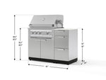 NewAge Outdoor Kitchens Outdoor Grill Island Stainless-Steel 4-Piece Cabinet Set with 3-Drawer, Grill Cabinet, Platinum Grill and Dekton in Aeris Countertop - (Natural Gas) 