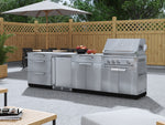 NewAge Outdoor Kitchens Stainless Steel 6-Piece Cabinet Set with Platinum Grill, Dual Side Burner, Bar and Grill Cabinet and Stainless Steel Countertop.-71551-Garage Giant 