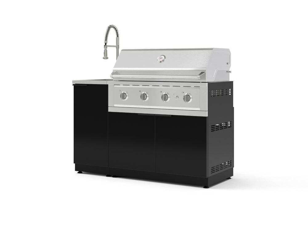 NewAge Outdoor Kitchens Outdoor Grill Island Aluminum 3-Piece Cabinet Set with Sink, Grill Cabinet, and Performance Grill | 76326