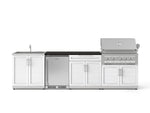 NewAge Outdoor Kitchens Stainless Steel 6-Piece Cabinet Set with Sink, Bar, Grill Cabinet, Platinum Grill, Countertop and Stainless Steel Door Fridge-73768-Garage Giant 