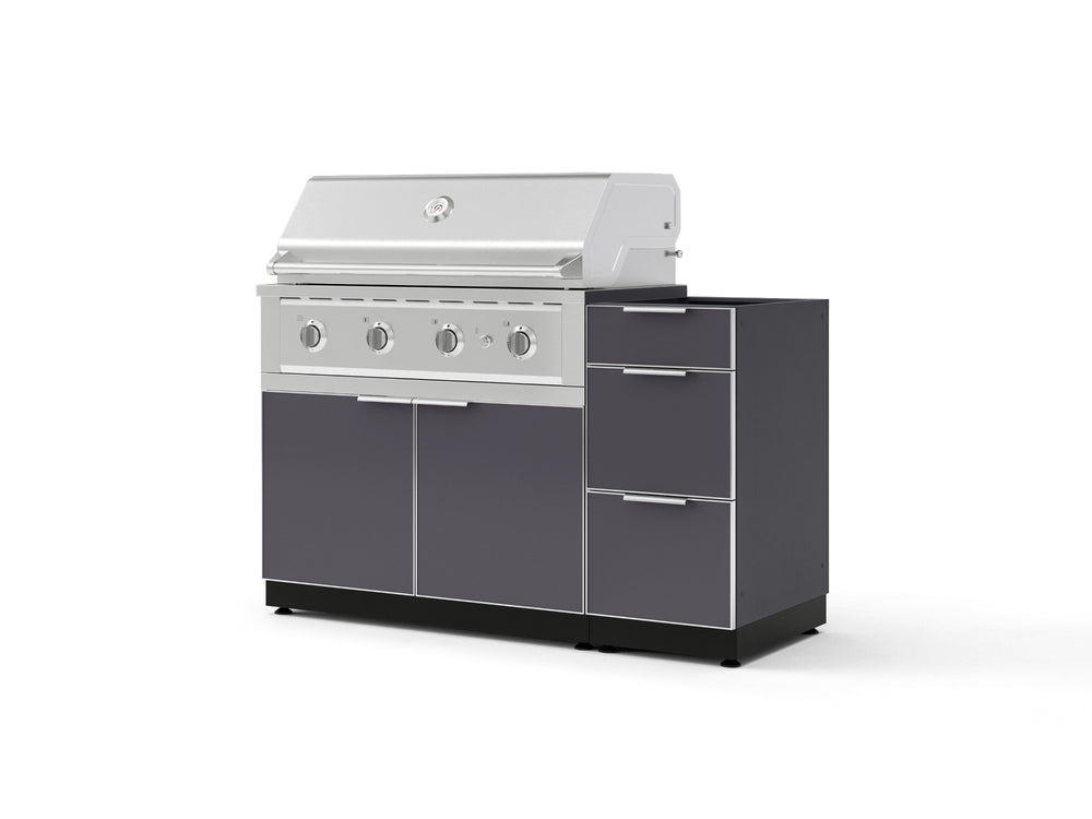 NewAge Outdoor Kitchens Outdoor Grill Island Aluminum 4-Piece Cabinet Set with 3-Drawer, Grill Cabinet, Performance Grill and Countertop - (Natural Gas) | Garage Giant