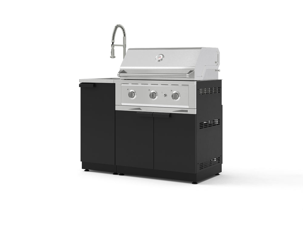 NewAge Outdoor Kitchens Outdoor Grill Island Stainless-Steel 3-Piece Cabinet Set with Sink, Grill Cabinet, and Performance Grill | 76348