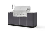 NewAge Outdoor Kitchens Outdoor Grill Island Aluminum 5-Piece Cabinet Set with Sink, 1 Door, Grill Cabinet, Platinum Grill and Stainless Steel Countertop-75374-Garage Giant 