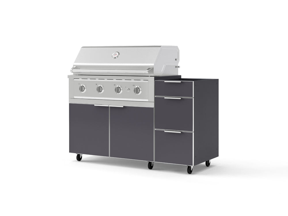 NewAge Outdoor Kitchens Outdoor Grill Island Aluminum 3-Piece Cabinet Set with Casters and 3-Drawer, Grill Cabinet and Performance Grill - (Liquid Propane) | Garage Giant