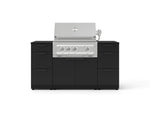 NewAge Outdoor Kitchens Outdoor Grill Island Stainless-Steel 6-Piece Cabinet Set with 3 Drawers, Grill Cabinet, Platinum Grill and Dekton in Sirius Countertops - (Natural Gas) 