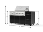 NewAge Outdoor Kitchens Outdoor Grill Island Aluminum 6-Piece Cabinet Set with Casters and 3-Drawer, Grill Cabinet, Platinum Grill, Dual Side Burner and Dekton in Sirius Countertop - (Liquid Propane) 