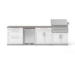 NewAge Outdoor Kitchens Stainless Steel 7-Piece Cabinet Set with 3-Drawer, Bar, Grill Cabinet, Platinum Grill, Countertop, and Stainless Steel Door Fridge-73695-Garage Giant 