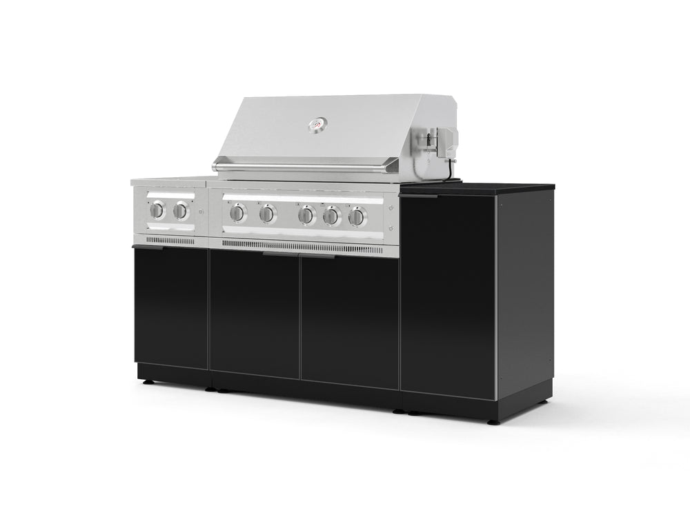 NewAge Outdoor Kitchens Outdoor Grill Island Aluminum 6-Piece Cabinet Set with 1-Door, Grill Cabinet, Platinum Grill, Dual Side Burner and Dekton in Sirius Countertop - (Natural Gas) | Garage Giant