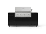 NewAge Outdoor Kitchens Outdoor Grill Island Aluminum 6-Piece Cabinet Set with Casters 1 Door, 3 Drawer, Grill Cabinet, Platinum Grill, Countertops 